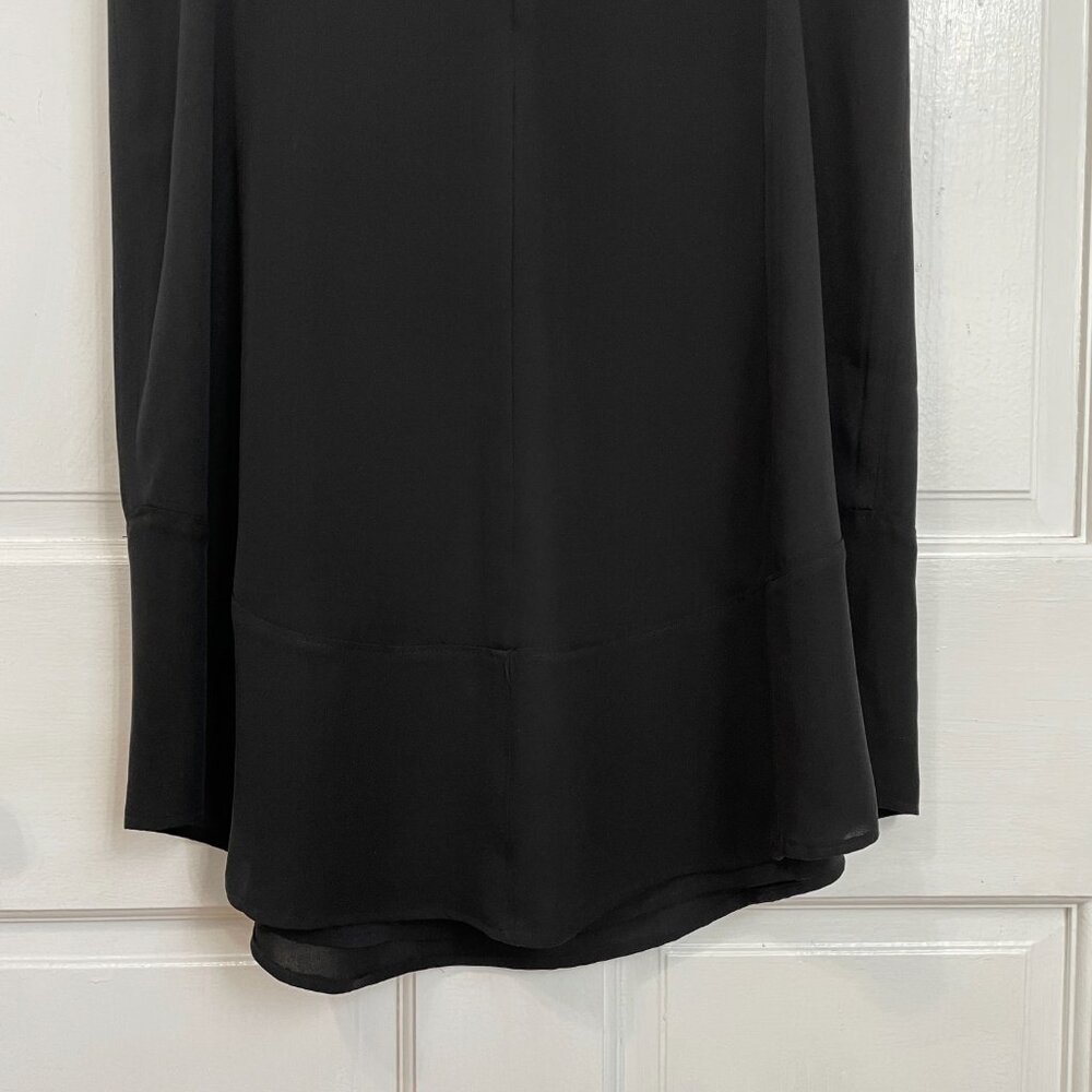 Theory 100% Silk Dress Black Mini Short Crew Neck Sleeveless Office LBD S M 4 - Picture 5 of 7